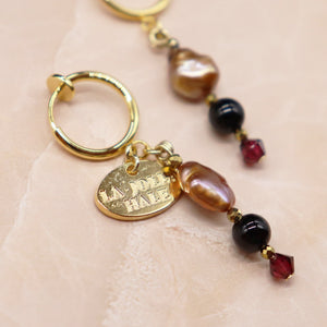 【Open the Jewelry Box!】ガーネット×オニキス×バロックパール イヤリング