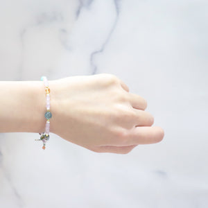 [Moon Lady Amethyst] Tortoiseshell Dzi Bead x Lavender Amethyst x Garden Amethyst x Apatite Bracelet