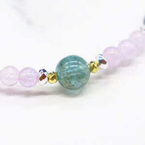 [Moon Lady Amethyst] Tortoiseshell Dzi Bead x Lavender Amethyst x Garden Amethyst x Apatite Bracelet