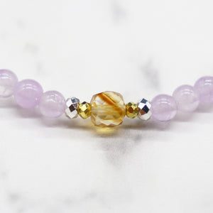 [Moon Lady Amethyst] Tortoiseshell Dzi Bead x Lavender Amethyst x Garden Amethyst x Apatite Bracelet