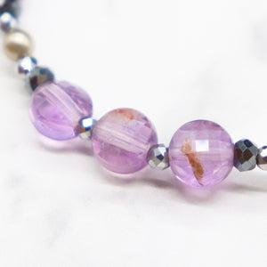[Moon Lady Amethyst] Adult Dzi x Amethyst x Garden Amethyst x Baroque Pearl Bracelet