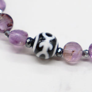 [Moon Lady Amethyst] Adult Dzi x Amethyst x Garden Amethyst x Baroque Pearl Bracelet