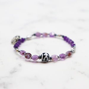 [Moon Lady Amethyst] Adult Dzi x Amethyst x Garden Amethyst x Baroque Pearl Bracelet