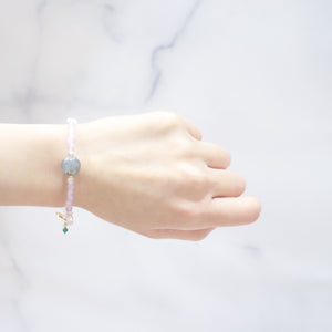 [Moon Lady Amethyst] Tortoiseshell Dzi Bead x Lavender Amethyst x Labradorite Bracelet