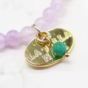 [Moon Lady Amethyst] Tortoiseshell Dzi Bead x Lavender Amethyst x Labradorite Bracelet