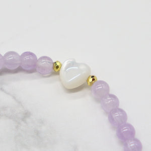 [Moon Lady Amethyst] Tortoiseshell Dzi Bead x Lavender Amethyst x Labradorite Bracelet