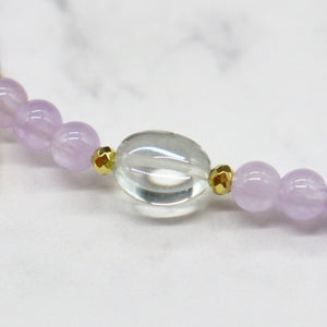 [Moon Lady Amethyst] Tortoiseshell Dzi Bead x Lavender Amethyst x Labradorite Bracelet
