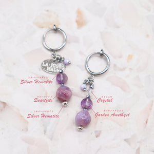 [Moon Lady Amethyst] Garden Amethyst x Quartzite x Crystal Earrings