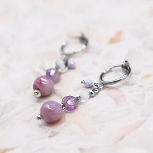 [Moon Lady Amethyst] Garden Amethyst x Quartzite x Crystal Earrings