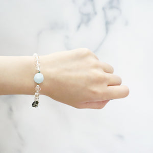 [Deep Sea Party] Aquamarine x Crystal Bracelet