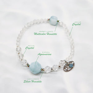 [Deep Sea Party] Aquamarine x Crystal Bracelet