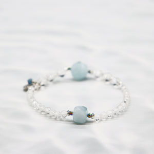 [Deep Sea Party] Aquamarine x Crystal Bracelet