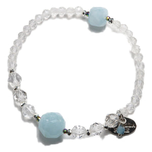 [Deep Sea Party] Aquamarine x Crystal Bracelet