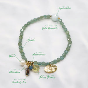 [Deep Sea Party] Aquamarine x Apatite x Golden Fluorite Bracelet