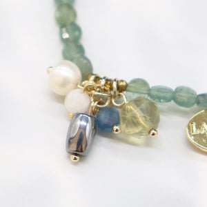 [Deep Sea Party] Aquamarine x Apatite x Golden Fluorite Bracelet