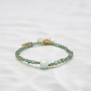 [Deep Sea Party] Aquamarine x Apatite x Golden Fluorite Bracelet