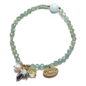 [Deep Sea Party] Aquamarine x Apatite x Golden Fluorite Bracelet