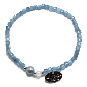 [Deep Sea Party] Aquamarine x Akoya Pearl x Crystal Bracelet