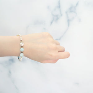 [Deep Sea Party] Tortoiseshell Dzi Bead x Aquamarine x Blue Quartz x Magnesite Bracelet