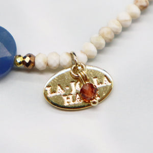 [Deep Sea Party] Tortoiseshell Dzi Bead x Aquamarine x Blue Quartz x Magnesite Bracelet