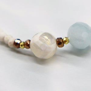 [Deep Sea Party] Tortoiseshell Dzi Bead x Aquamarine x Blue Quartz x Magnesite Bracelet