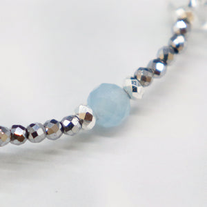 [Deep Sea Party] Tortoiseshell Dzi Bead x Aquamarine x Crystal Bracelet