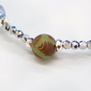 [Deep Sea Party] Tortoiseshell Dzi Bead x Aquamarine x Crystal Bracelet
