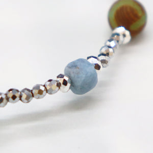 [Deep Sea Party] Tortoiseshell Dzi Bead x Aquamarine x Crystal Bracelet