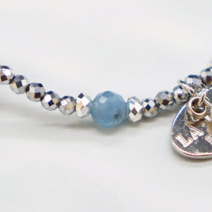 [Deep Sea Party] Tortoiseshell Dzi Bead x Aquamarine x Crystal Bracelet
