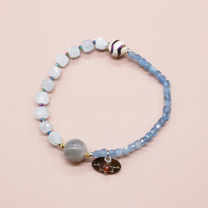 [Deep Sea Party] Water Ripple Dzi Bead x Aquamarine x Labradorite Bracelet