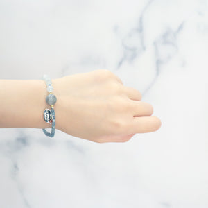 [Deep Sea Party] Water Ripple Dzi Bead x Aquamarine x Labradorite Bracelet