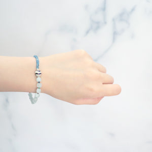 [Deep Sea Party] Water Ripple Dzi Bead x Aquamarine x Labradorite Bracelet