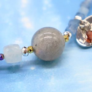 [Deep Sea Party] Water Ripple Dzi Bead x Aquamarine x Labradorite Bracelet