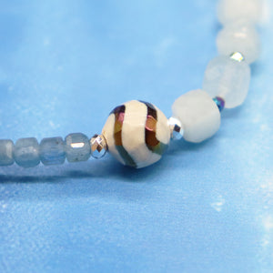 [Deep Sea Party] Water Ripple Dzi Bead x Aquamarine x Labradorite Bracelet