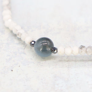 【Deep Sea Party】Black Aquamarine x Aquamarine x Magnesite Bracelet