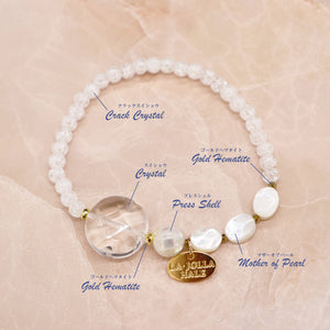 【Shining Like Stardust】白水晶×爆裂白水晶×碎贝壳×珍珠母贝手链