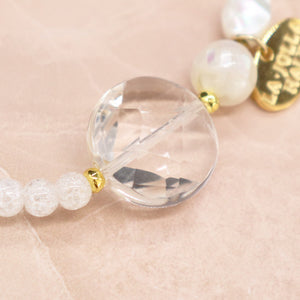 【Shining Like Stardust】白水晶×爆裂白水晶×碎贝壳×珍珠母贝手链