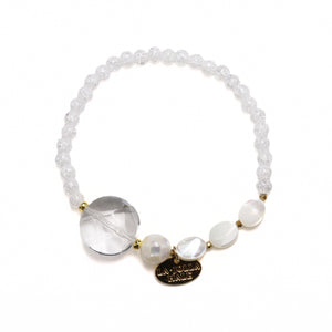 【Shining Like Stardust】白水晶×爆裂白水晶×碎贝壳×珍珠母贝手链