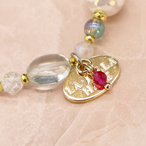 [Shining Like Stardust] Water-Patterned Dzi Bead x Crystal x Cracked Quartz x White Shell x Green Aventurine Bracelet