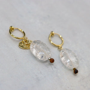 [Shining Like Stardust] Crackle Quartz x Tiger Eye Earrings