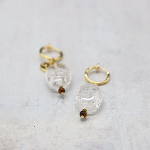 [Shining Like Stardust] Crackle Quartz x Tiger Eye Earrings