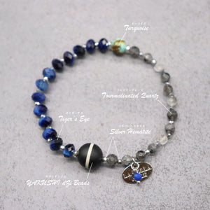 [AMULET] Medicine Buddha Dzi Bead x Tiger's Eye x Tourmalinated Quartz Bracelet