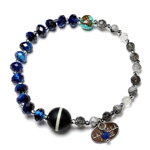 [AMULET] Medicine Buddha Dzi Bead x Tiger's Eye x Tourmalinated Quartz Bracelet