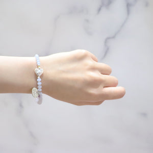 [Mermaid Teardrops] Baroque Pearl, Pearl, Crystal & Angelite Bracelet