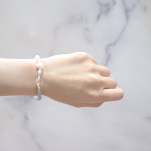 [Mermaid Teardrops] Baroque Pearl, Pearl, Crystal & Angelite Bracelet