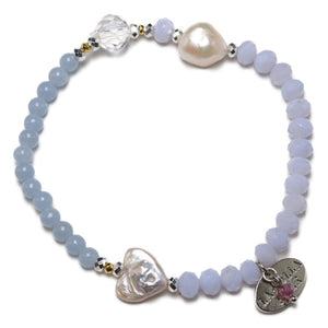 [Mermaid Teardrops] Baroque Pearl, Pearl, Crystal & Angelite Bracelet