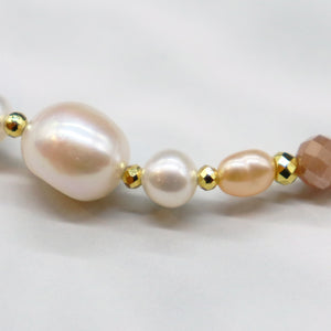 【ONLINE SHOP限定】【Mermaid Teardrops】双宝瓶天珠×巴洛克珍珠×橙月光石手链
