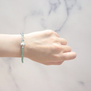 [Longing for Jaipur] Green Aventurine x Green Aqua Aura x Pearl Bracelet