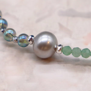 [Longing for Jaipur] Green Aventurine x Green Aqua Aura x Pearl Bracelet