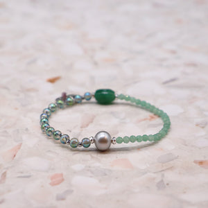 [Longing for Jaipur] Green Aventurine x Green Aqua Aura x Pearl Bracelet